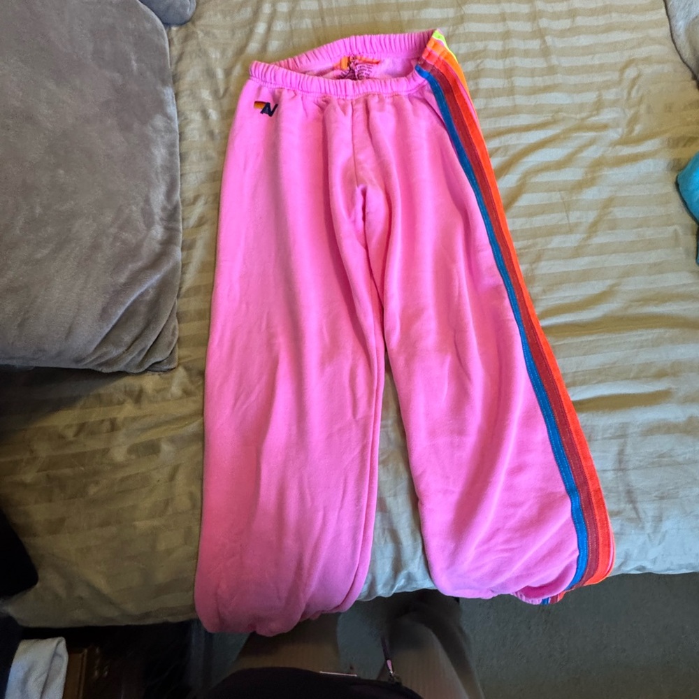 Aviator Nation hot pink classic striped sweatpants. Barely worn.